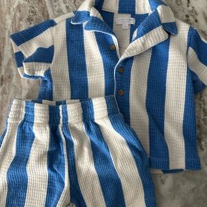 Grayson Mini- Blue and White Striped Matching Set 18 months